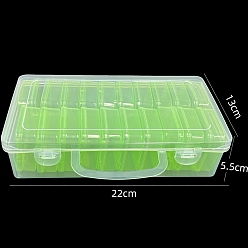 Светло-зеленый 20 пластиковый чехол-органайзер с слотами, контейнеры для бисера, прямоугольные, светло-зеленый, 22x13x5.5 см, маленькая коробка: 5.5x5.5x2 см