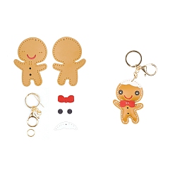 Gingerbread Man Рождественский кожаный кулон своими руками, наборы для изготовления брелоков, Колобок, 80 мм