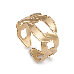 Настоящее золото 14K Ионное покрытие (ip) 304 овальные цепочки из нержавеющей стали в форме манжетных колец для женщин, реальный 14 k позолоченный, размер США 5 1/2 (16.1 мм)