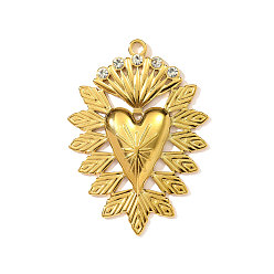 Настоящее золото 18K 304 из нержавеющей стали большие кулоны, чары священного сердца, ионное покрытие (ip), реальный 18 k позолоченный, 59x42 мм