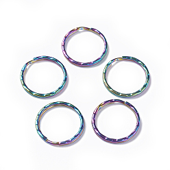 Rainbow Color Ионное покрытие (ip) 304 разъемные кольца для ключей из нержавеющей стали, брелок для ключей, , Радуга цветов, 25x3 мм