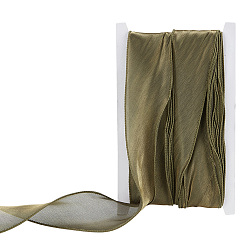 Темно-оливково-зеленый Лента из полиэстеровой органзы радужного цвета, радужная лента для банта, цветок, украшение подарка, темно-оливковый зеленый, 2~2-3/8 дюйм (50~60 мм)