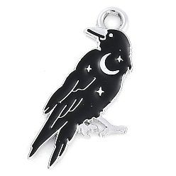 Raven Подвески из сплава , с черной эмалью, платина, ворон, 24.5x11.5x1.5 мм, отверстие : 2 мм