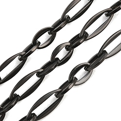 Черный 201 цепи овальные из нержавеющей стали, с катушкой, ионное покрытие (ip), несварные, чёрные, 17x7x1.5 mm и 11x7x1.5 mm