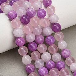 Color mezclado Hilos de cuentas de jade blanco natural, cuarzo rosa de Madagascar y jade blanco teñido., redondo liso, color mezclado, 10 mm, agujero: 1.2 mm, sobre 39 unidades / cadena, 15.35'' (39 cm)