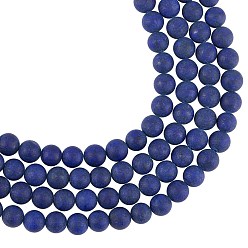 Lapis Lazuli Synthetic Lapis Lazuli Beads Strands, Round, Frosted, Dyed, 8mm, Hole: 1mm, about 47pcs/strand, 15.5 inch(39.37cm), 2strands/box