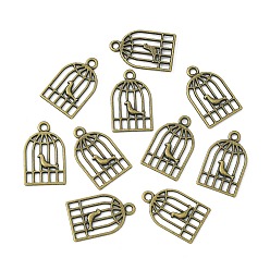 Antique Bronze Tibetan Style Alloy Pendants, Lead Free and Cadmium Free, Birdcage, Antique Bronze, 19x12x2mm, Hole: 2mm