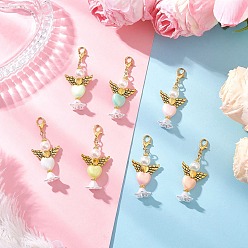 Античное Золото Сердце ангел акриловые подвески украшения, Сплав с застежками когтя омара, античное золото , 50 мм