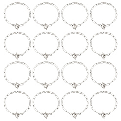 Нержавеющая Сталь Цвет 20шт 304 набор браслетов из нержавеющей стали со скрепками для мужчин и женщин, цвет нержавеющей стали, 7-1/4 дюйм (18.5 см)