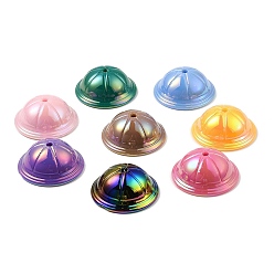 Mixed Color UV Plating Opaque Acrylic Beads, Iridescent, Hat, Mixed Color, 24x10mm, Hole: 2mm
