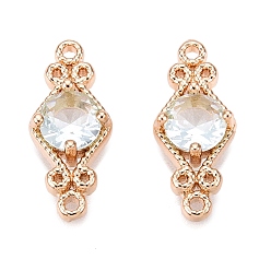 Прозрачный Подвески из латуни с граненым стеклянным соединителем, без кадмия, без никеля и без свинца, звенья китайского узла, золотые, прозрачные, 15.5x6.5x3.5 мм, отверстие : 1 мм