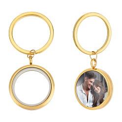 Золотой 2шт 304 брелок-медальон из нержавеющей стали, с медными кольцами, золотые, 79 мм