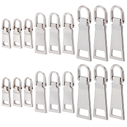 Платина 18 шт. 3 стили сплав молнии язычки, прямоугольные, платина, 28~49.5x1017x3~4 мм, отверстие : 5~10x6~9.5 мм, 6 шт / стиль