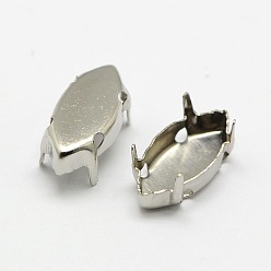Платина Латунь пришить настройки зубца, настройки когтей для остроконечных страз, лошадиный глаз , платина, 8x4x0.23 мм, соответствовать ФОТ 4x8мм лошадь глаз горный хрусталь кабошон
