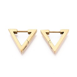 Настоящее золото 18K Серьги из 304 нержавеющей стали, треугольные, ионное покрытие (ip), реальный 18 k позолоченный, 14x15~16x3 мм