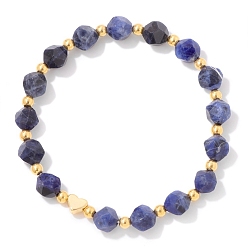 Содалитовое Ограненные круглые бусины из натурального содалита, стрейч-браслеты для женщин и мужчин, внутренний диаметр: 2-3/8 дюйм (6 см)