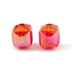 Red Transparent Acrylic Beads, Cube, Red, 11.5x10x10mm, Hole: 2mm