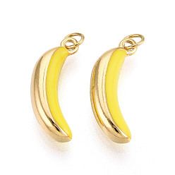 Желтый 304 нержавеющей стальной эмали подвески, банан, с целью перехода в кольце, ионное покрытие (ip), реальный 18 k позолоченный, желтые, 19x7x4.5 мм, отверстие : 2.8 мм