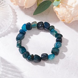 Синий Браслеты из натуральных агатовых самородков с бусинами для мужчин и женщин, синие, внутренний диаметр: 2-1/8 дюйм (5.25 см)