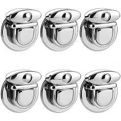 Платина 6 шт. плоские круглые застежки-замки для сумок из сплава, замки для большого пальца кошелька, для аксессуаров для замены сумок, платина, 3.9 см