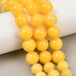 Gold Natural Mashan Jade Graduated Beads Strands, Dyed, Smooth Round, Gold, 6~12mm, Hole: 1~1.4mm, about 53pcs/strand, 17.32''(44cm)