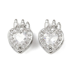 Платина Латунные микро проложить кубического циркония многожильных ссылки, без кадмия, без никеля и без свинца, сердце, платина, 15x11x7.5 мм, отверстие : 1.5~2.8 мм