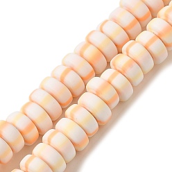 Желтая Старая Ткань  Полимерная глина бисер нитей, рондель, старое кружево, 6.5~7x3~3.5 мм, отверстие : 1.6 мм, около 116~123 шт / нитка, 15.55~15.94'' (39.5~40.5 см)