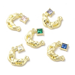 Mixed Color Alloy Pendant, with Glass, Light Gold, Lead Free & Cadmium Free, Moon Charm, Mixed Color, 23x20x4mm, Hole: 1.6mm