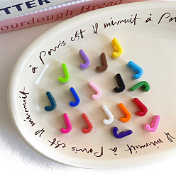 Letter J Непрозрачный акрил европейского бисера, бусины с большим отверстием, разноцветные, буква J, 20.5x13.8x13.7 мм, отверстие : 6.3 мм, Около 275 шт / 500 г