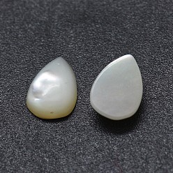 Blanc Cabochons coquille, larme, blanc, 7x5x2mm