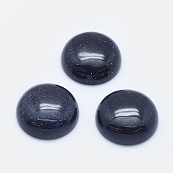 Синий Драгоценный Камень Синтетические голубые голдстоуновские кабошоны, полукруглый, 19.5~20x6~7 мм