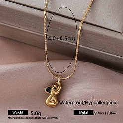 Elefante Collares con colgante de acero inoxidable esmaltado estilo vintage para mujer, dorado, negro, elefante, 304 pulgada (15.75 cm)