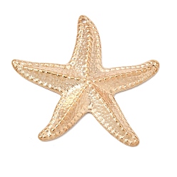 Light Gold Colgantes de la aleación, encantos de estrellas de mar, la luz de oro, 42.5x45.5x3.5 mm, agujero: 1.5 mm