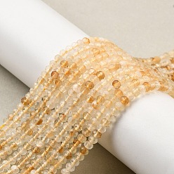 Желтый Кварц Природный желтый кварц нитей бисера, граненые, рондель, 4x3 мм, отверстие : 0.7 мм, около 136~138 шт / нитка, 15.16''~15.35'' (38.5~39 см)