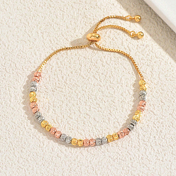 (52) Непрозрачная лаванда Трехцветные латунные браслеты-слайдеры в богемном стиле, круглые браслеты из бисера для женщин, разноцветные, внутренний диаметр: 6-1/4 дюйм (16 см) ~ 10-1/4 дюйм (26 см)