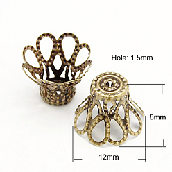 Античная Бронза Железный шарик крышки, без никеля , античная бронза, 12x8 мм, отверстие : 1.5 мм, внутренний диаметр: 9 мм