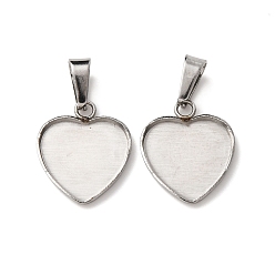 Нержавеющая Сталь Цвет 304 Настройки кабошон из нержавеющей стали кулон, сердце, цвет нержавеющей стали, лоток : 12.5x13 мм, 15.5x13x1.5 мм, отверстие : 3.5x6.5 мм