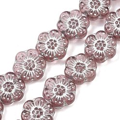 Розово-Коричневый Чешские прессованные стеклянные бусины, цветок, розово-коричневый, 12.5x13.5x3.5 мм, отверстие : 0.9 мм, около 100 шт / упаковка