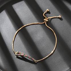 Золотой Браслеты-слайдеры с буквой y из латуни с микро-паве из кубического циркония, без кадмия и без свинца, долговечный, золотые, внутренний диаметр: 2-1/2 дюйм (6.5 см)