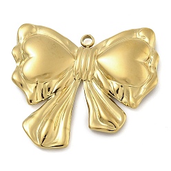Настоящее золото 14K Ионное покрытие (ip) 304 подвески из нержавеющей стали, очарование бантом, реальный 14 k позолоченный, 22.5x25x3 мм, отверстие : 1.5 мм