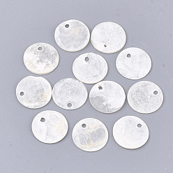 Rauch weiss 180 Stück Capiz-Muschelanhänger, Flachrund, Rauch weiss, 12~12.5x0.5~1 mm, Bohrung: 1.2~1.4 mm