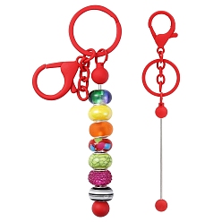 Малиновый Брелок из окрашенного сплава и латуни с бусинами для изготовления ювелирных изделий своими руками, с омаром застежками, малиновый, 15.8x2.4 см