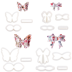 Белый 4 наборы 4 стили пластиковые глиняные прессованные формы, резцы глины, инструменты для лепки из глины, для изготовления серьги diy, бантом, белые, 29~42x12~49 мм