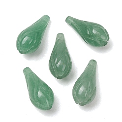 Green Aventurine Natural Green Aventurine Carved Pendants, Flower Charms, 23x10~10.5mm, Hole: 0.9mm