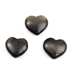 Obsidienne Dorée Pierre d'amour de coeur d'obsidienne d'éclat doré naturel, pierre de palme de poche pour équilibrer le reiki, 26x24.5x12.5mm
