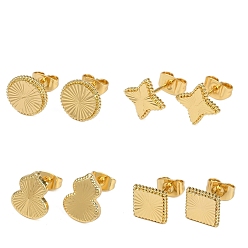 Mixed Shapes Латунь серьги, стойки покрытие, долговечный, без кадмия и без свинца, реальный 18 k позолоченный, разнообразные, 7.5~12.5x10~11 мм