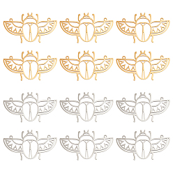 Позолоченный и Цвет Нержавейки 12 шт. 2 цвета 201 подвески из нержавеющей стали, цикада, настоящее золото и нержавеющая сталь, 22x38.5x1 мм, отверстие : 1.4 мм, 6 шт / цвет