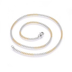 Золотой & Цвет Нержавеющей Стали 304 из нержавеющей стали Снаряженная цепи ожерелья, с омаром застежками, золотые и нержавеющая сталь цвет, 17.72 дюйм (45 см)