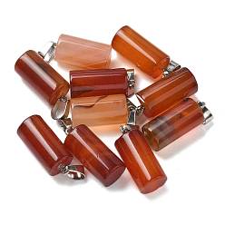 Red Agate Подвески из натурального красного агата (окрашенного и нагретого), с 201 вывод из нержавеющей стали, колонка, 25x10 мм, отверстие : 4x7 мм