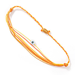 Желтый Богемный стиль смоляные бусины от сглаза плетеные браслеты из бисера, регулируемые браслеты из волоконного шнура для женщин, желтые, внутренний диаметр: 11 дюйм (28 см)